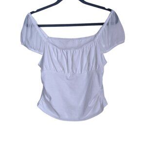 SHEIN white crop top with sheer sleeves size Large